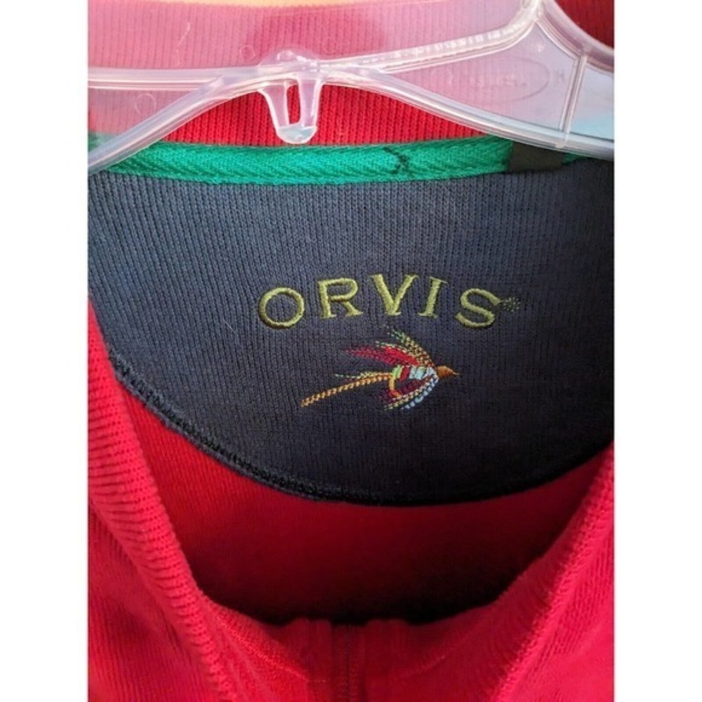 Orvis Mens 1/4 Button Pullover Casual Red Sweatshirt Sz L -xl cotton - Picture 4 of 5
